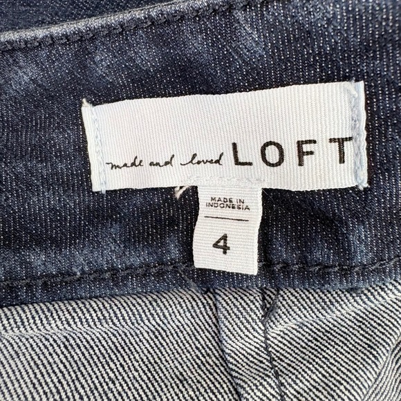 Loft 4 Denim Mini Skirt A-Line Patch Pockets Dark Wash Exposed Back Zip Retro - Picture 5 of 8